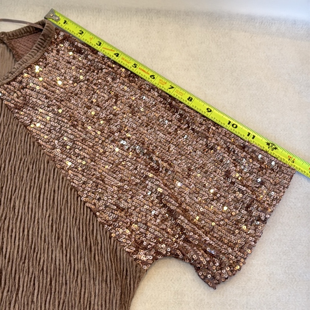 Cable & Gauge Rose Gold Sequin Short Sleeve Top Women's Small NWOT - Picture 8 of 8
